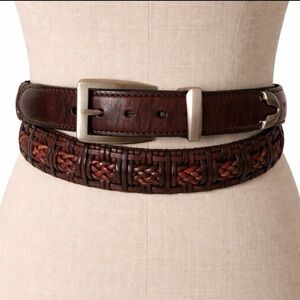 Brighton Braided Leather Belt Mahogany Brown Belt Size 36